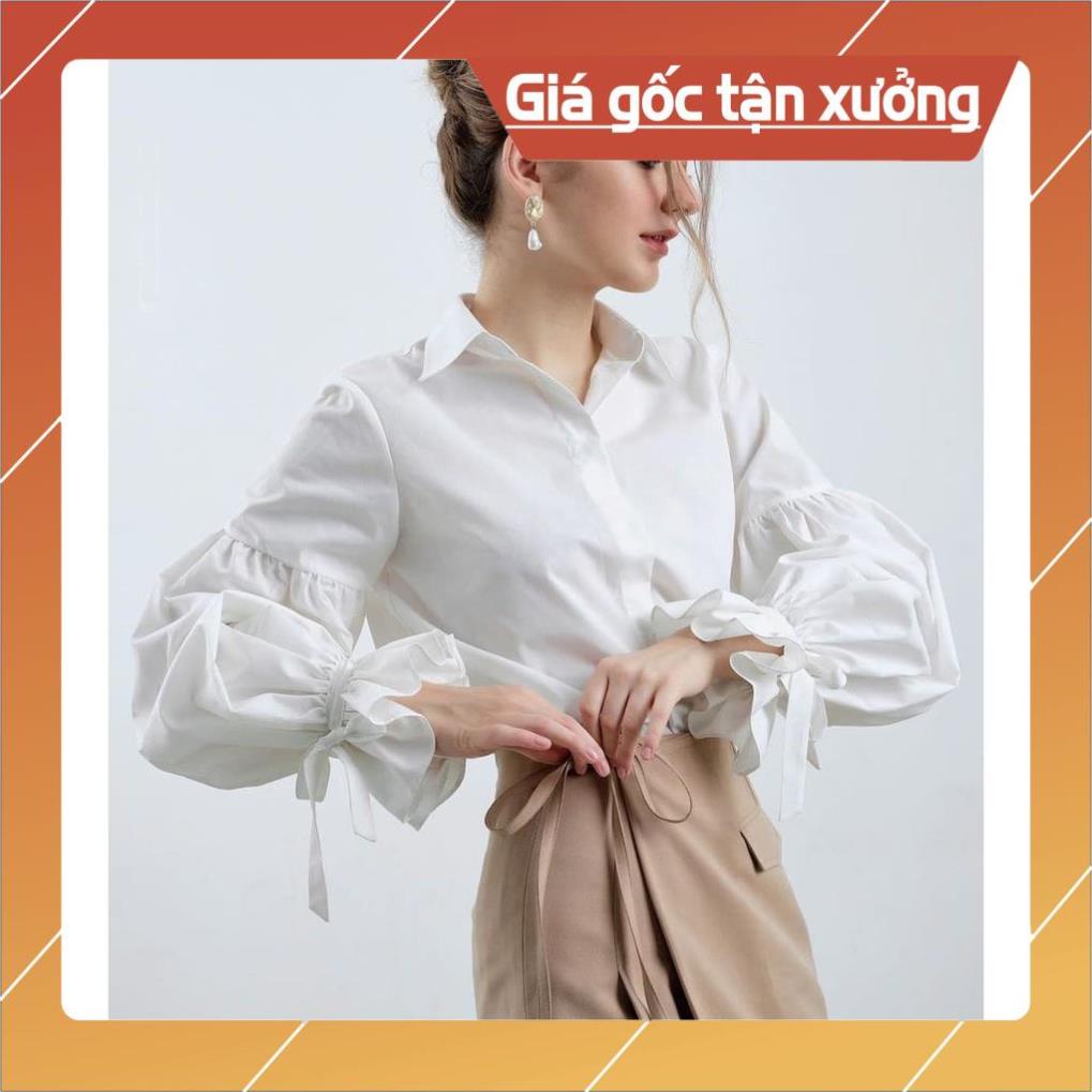 [Hàng Chất Lượng] Áo Sơ Mi Phồng Nửa Tay - Thắt Nơ (TRẮNG) | BigBuy360 - bigbuy360.vn