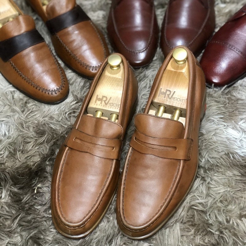 [Giày 2hand] [Size 41] Giày Penny Loafer Thương Hiệu Florence&Fred Màu Nâu Cam Sang Trọng