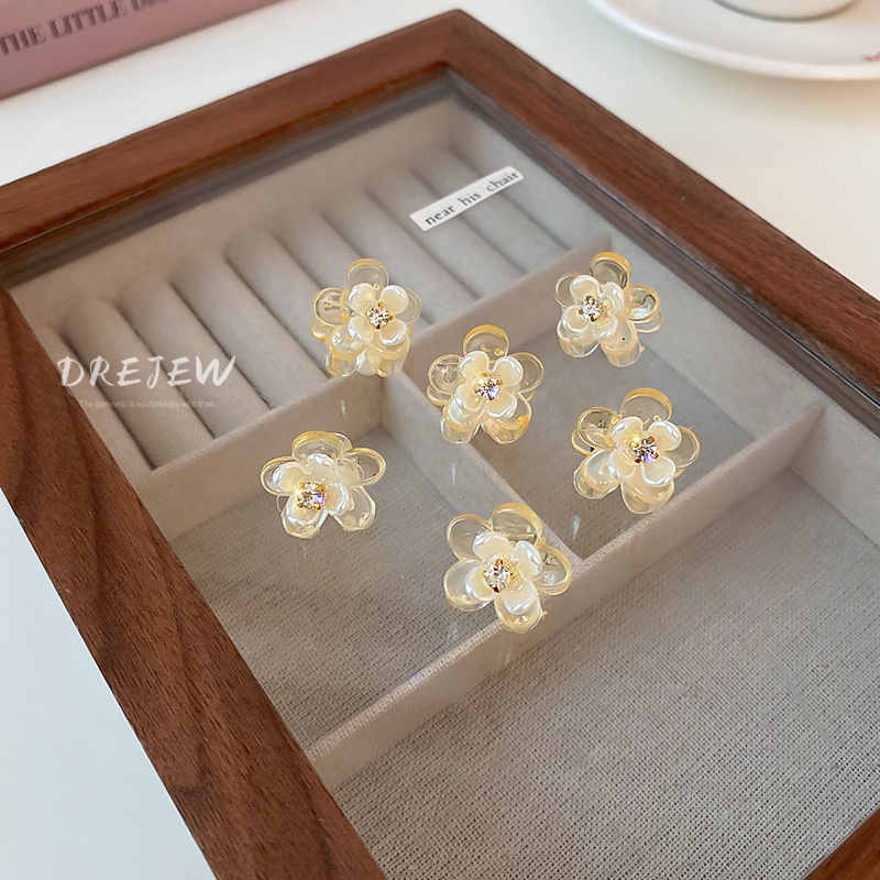DREJEW Kẹp tóc đính đá kim cương hình hoa nhỏ xinh xắn dễ phối đồ cho nữ