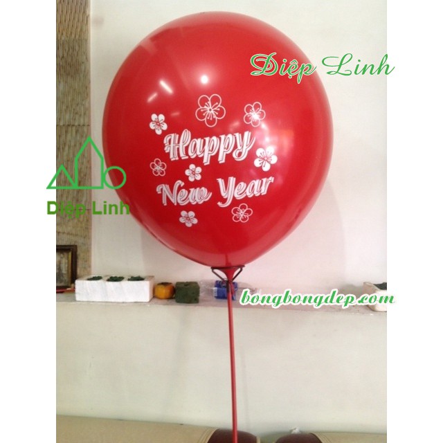 Bóng tết chúc mừng năm mới happy new year in 2 mặt 60cm