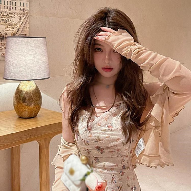 Áo Cardigan Dệt Kim Tay Dài Cổ Chữ V Màu Trơn Phong Cách Hàn Quốc Thời Trang Mùa Hè Cho Nữ