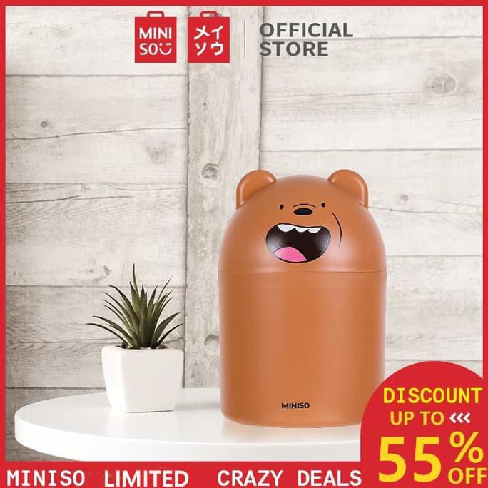 Miniso Thùng Rác Nhựa Mini Để Bàn Hình Gấu Đáng Yêu