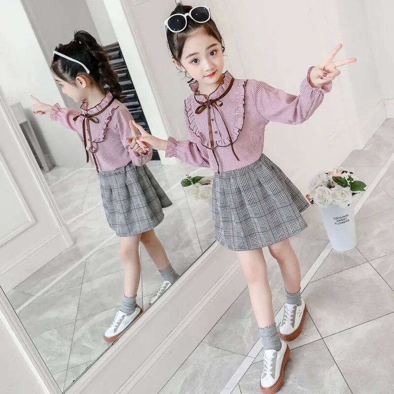Bộ 2 Món Áo Thun + Chân Váy Thời Trang Hàn Quốc Chất Lượng Cao Cho Bé Gái Từ 3-4 - 5-6 - 7-8 - 9-10 - 11-12 Tuổi