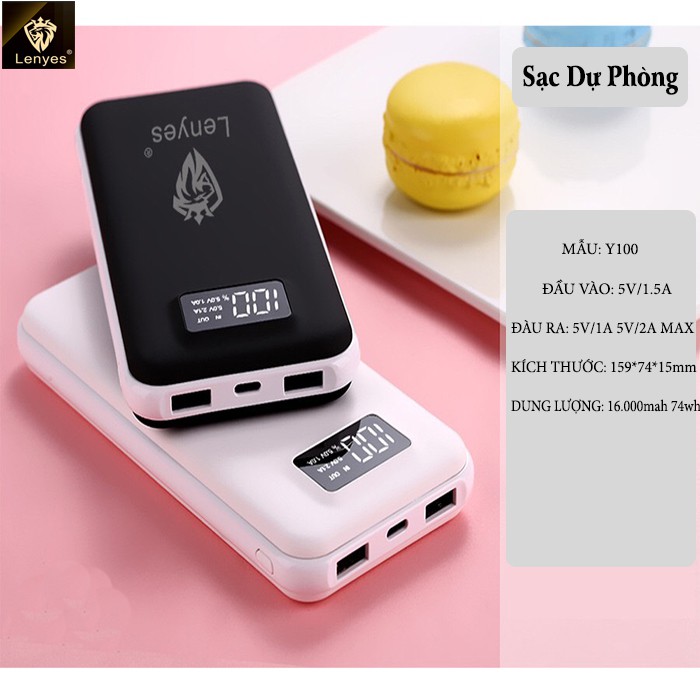 Pin Sạc Dự Phòng 16000mAh Lenyes Y100 – Pin Sạc Chính Hãng