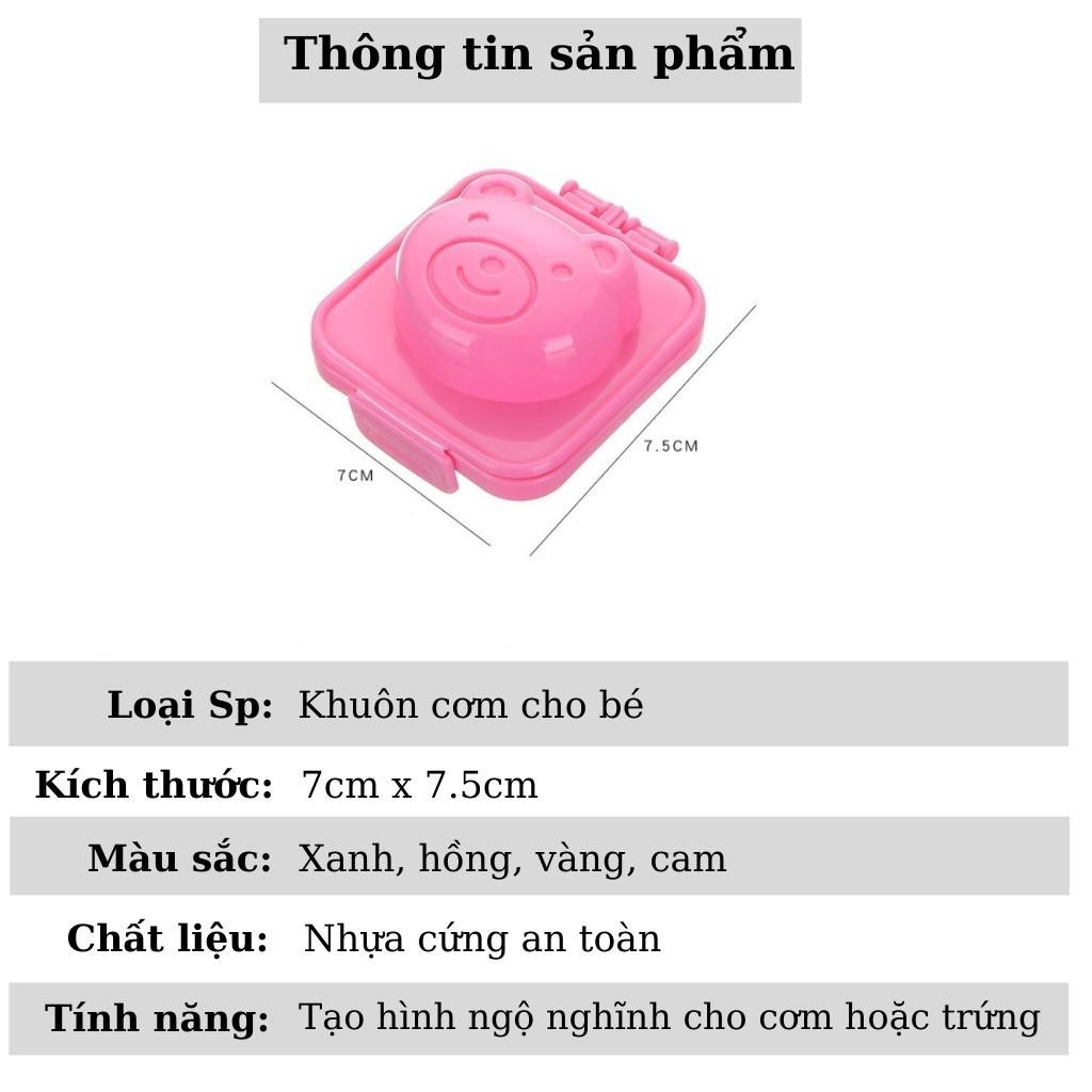 Khuôn làm cơm hình thú ngộ nghĩnh cho bé Dollar Minho