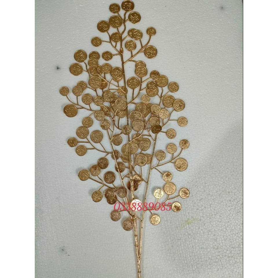 Cành rẻ quạt ,cành tim,thanh táo vàng dài 75cm dercor, trang trí siêu sang