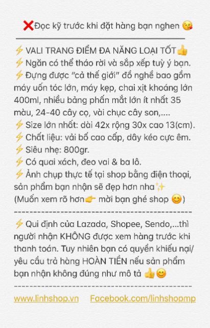 Cốp trang điểm vali đa năng, tiện lợi( ảnh thật, hàng có sẵn)