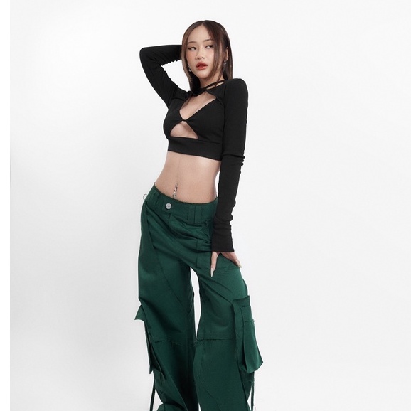 Áo croptop thun nữ Onism Kiko top màu đen - Croptop minidrop22 ONISM