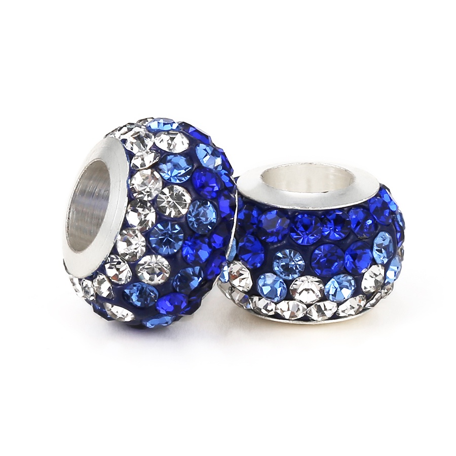 Bộ 2 Hạt Pha Lê Chất Lượng Cao Màu Xanh Dương Dùng Làm Vòng Tay Diy