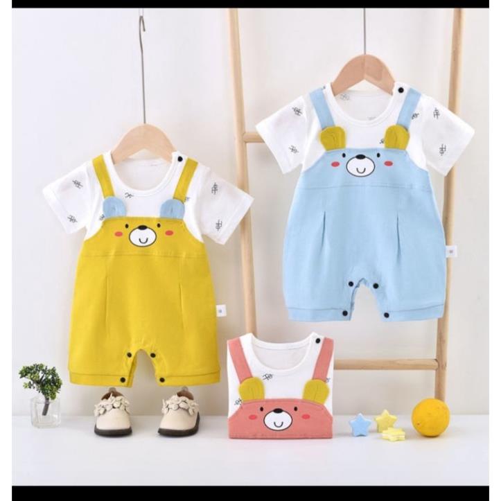 body yếm gấu cotton ngắn tay cho bé trai/gái