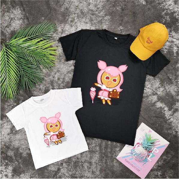 Áo thun trẻ em vải cotton dành cho bé gái/trai 12-38kg hoạt hình Cookie run mã 2020B090