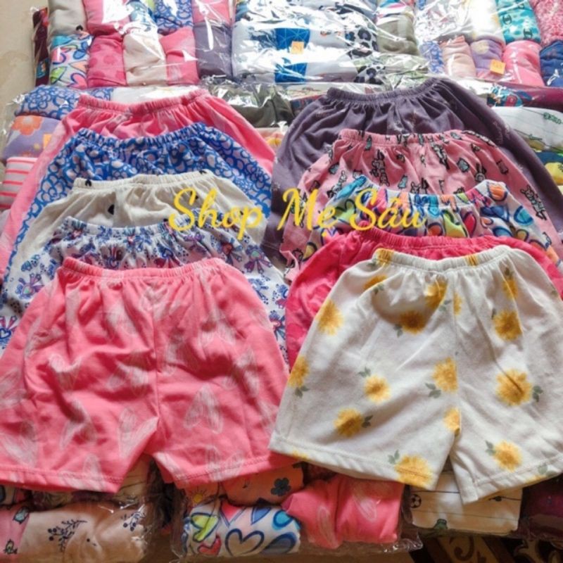 Set 10 quần đùi cotton vải dư cho bé gái, bé trai ( hàng tự may vải dư)
