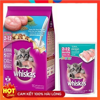 Combo thức ăn Whiskas kitten_hỗ trợ tiêu hóa cho mèo con