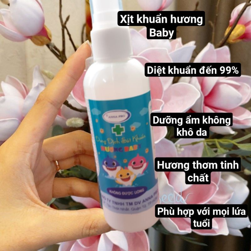 Dung dịch xịt khuẩn hương Baby. Diệt khuẩn đến 99%. chai 100ml