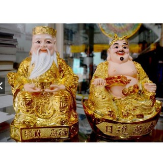 Bộ tượng hai ông Thần Tài Thổ Địa áo đỏ 17cm