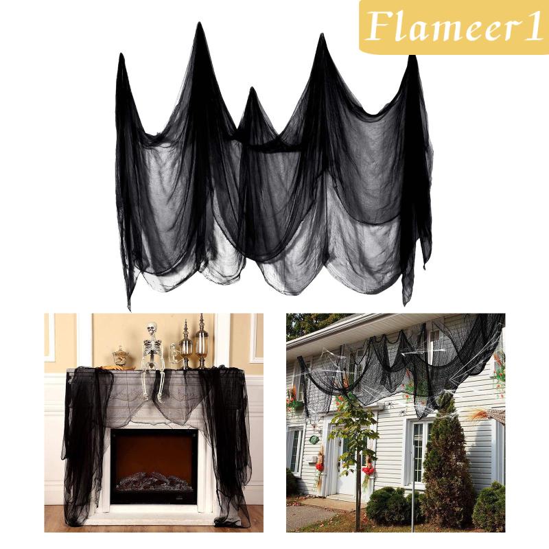 [Flameameer1] Rèm Cửa Sổ Vải Gạc Màu Đen Hóa Trang Halloween Dễ Xé Và Cắt