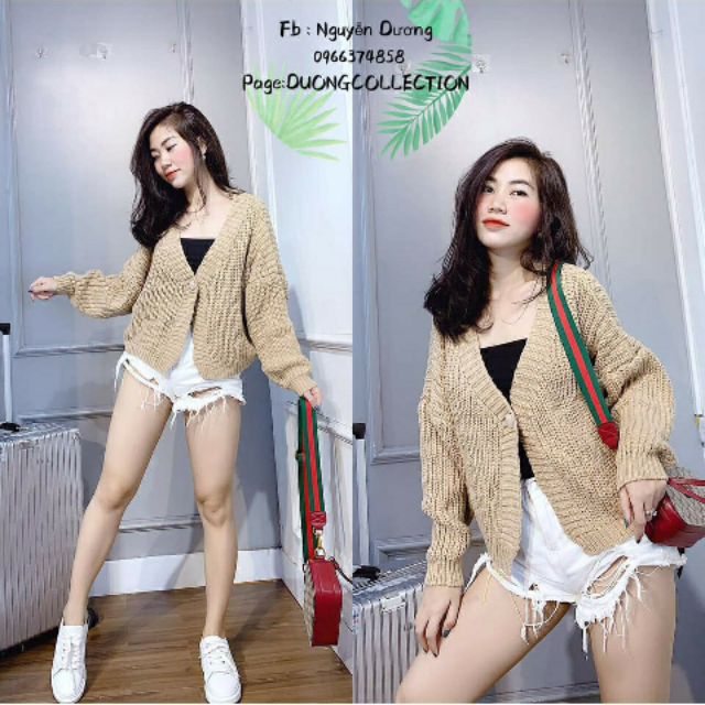 Áo khoác cardigan len đan dáng ngắn hot hit [ Ảnh Thật