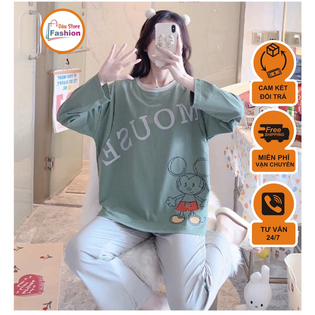 Bộ bầu - bộ sau sinh - chất liệu cotton mềm- mặc nhà thời trang ( mickey-ÁO CH LỚN )