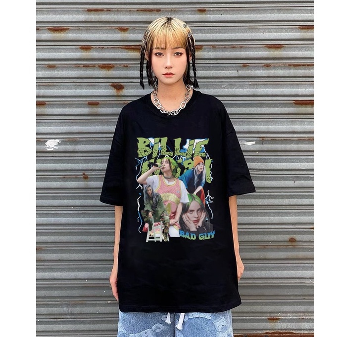 Áo thun Billie Eilish form rộng tay lỡ, áo phông vải cotton in hoạt tiết rapper hiphop | BigBuy360 - bigbuy360.vn