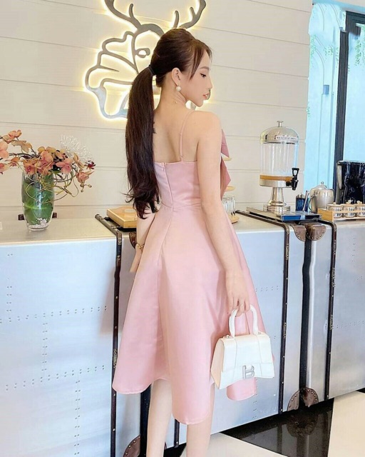 Đầm xoè 2 dây phối nơ ngực SIÊU XINH - MS177V- MM MM