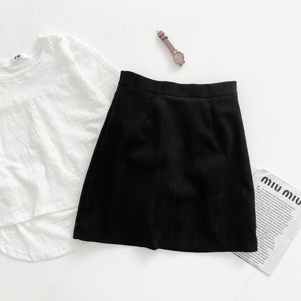 Chân váy ngắn chữ A nhung tăm ulzzang cạp cao thời trang Hàn Quốc thu đông FMStyle Saigon 21CV12GO0301 | BigBuy360 - bigbuy360.vn