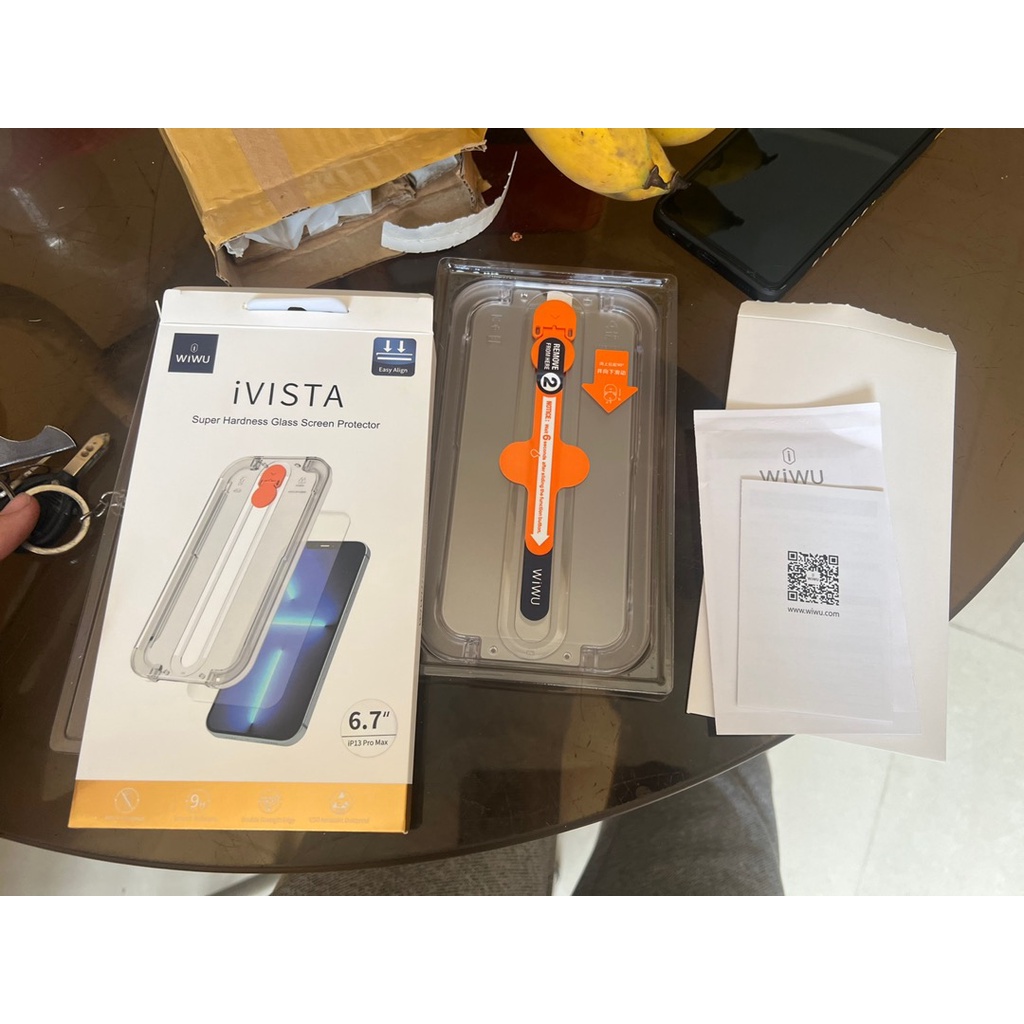 Kính cường lực WiWu IVISTA bảo vệ màng loa có Khung Trợ Dán IPhone XS Max/11/12/12 pro max/13/13 Pro max/14/14 Pro Max