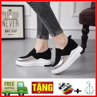 [FULL HỘP - HÀNG CAO CẤP] Giầy Độn Đế Nữ  Viền Ánh Bạc Siêu Đẹp, Vải Nhung Sang Trọng, Giầy nữ phong cách