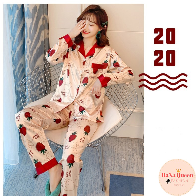 [Xả Kho] Bộ đồ ngủ Pijama lụa nữ dài tay cực xinh