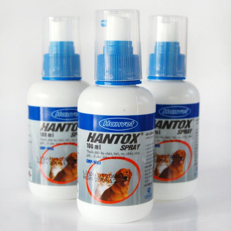 HANTOX- Spray thuốc xịt trị ghẻ, ve , bọ chét trên Chó. Chai 100ml