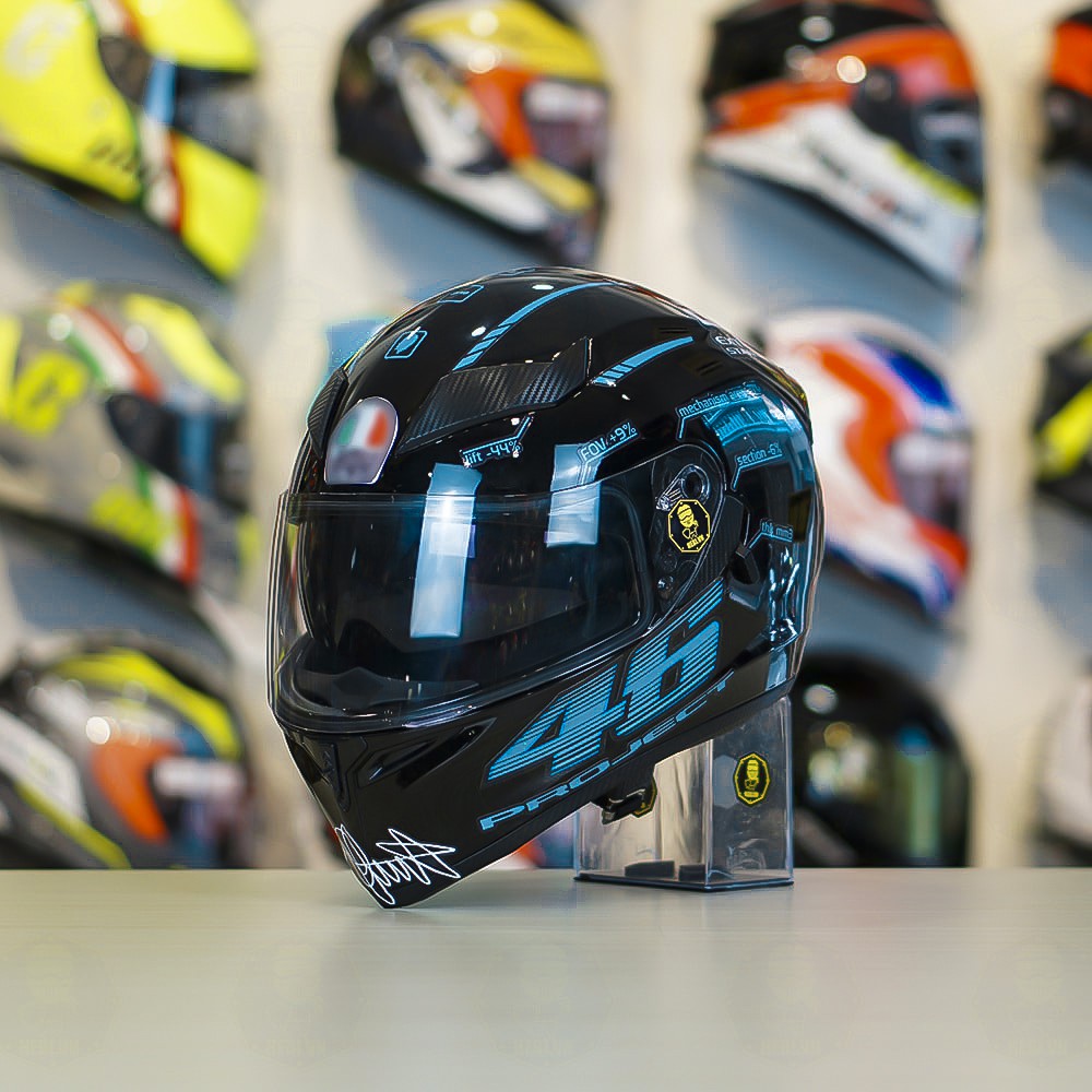 NÓN BẢO HIỂM ROC 05 2 KÍNH MÀU ĐEN BÓNG LÊN TEM 46 XANH DƯƠNG TẶNG KÈM PINLOCK VÀ HỘP CHÍNH HÃNG