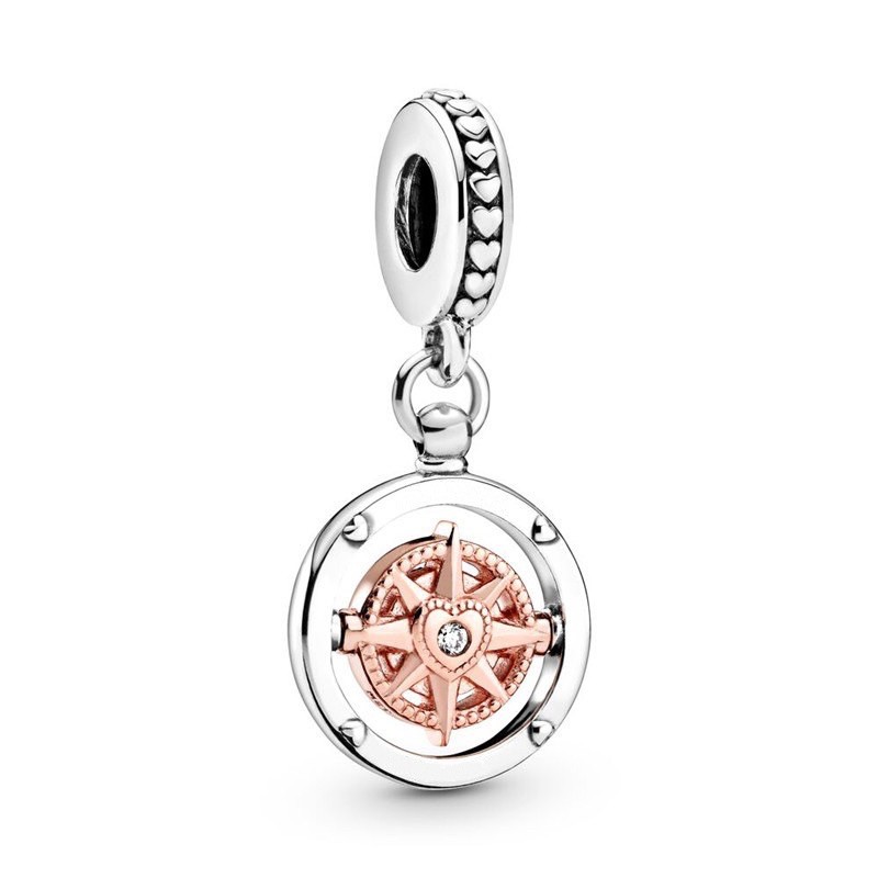 charm pan treo phối vàng hồng bạc s925