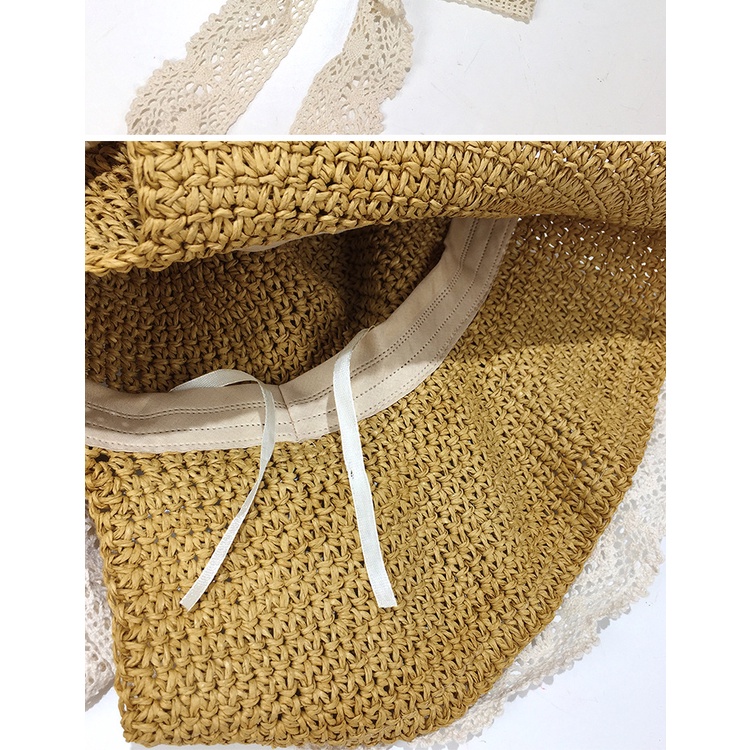 Nón cối vành ren phối dây thắt cực xinh xắn