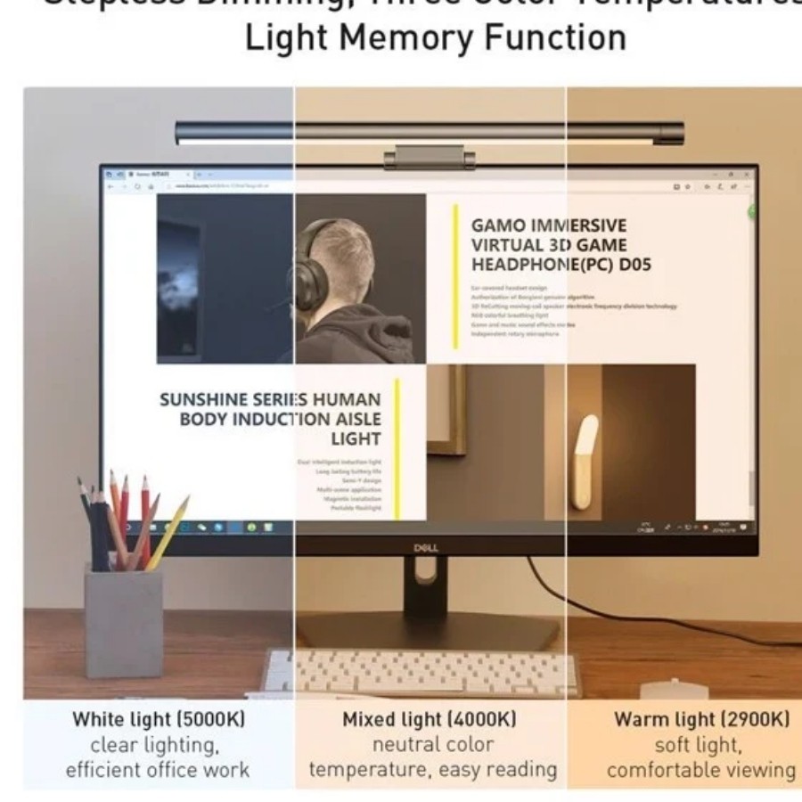 Đèn treo màn hình bảo vệ mắt Baseus i-work Series (USB Stepless Dimming Screen Hanging light) -  LV712-PR-BK