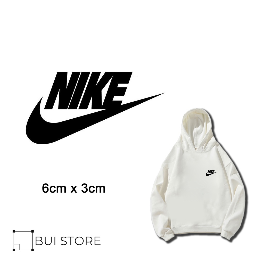 Miếng ủi nhiệt offset dán quần áo hình LOGO NIKE Đen Trắng