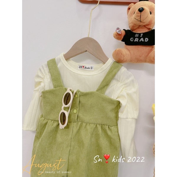 [SET BÉ GÁI] Bộ yếm cốm áo tay nhún xinh yêu cho bé gái (10-29kg)