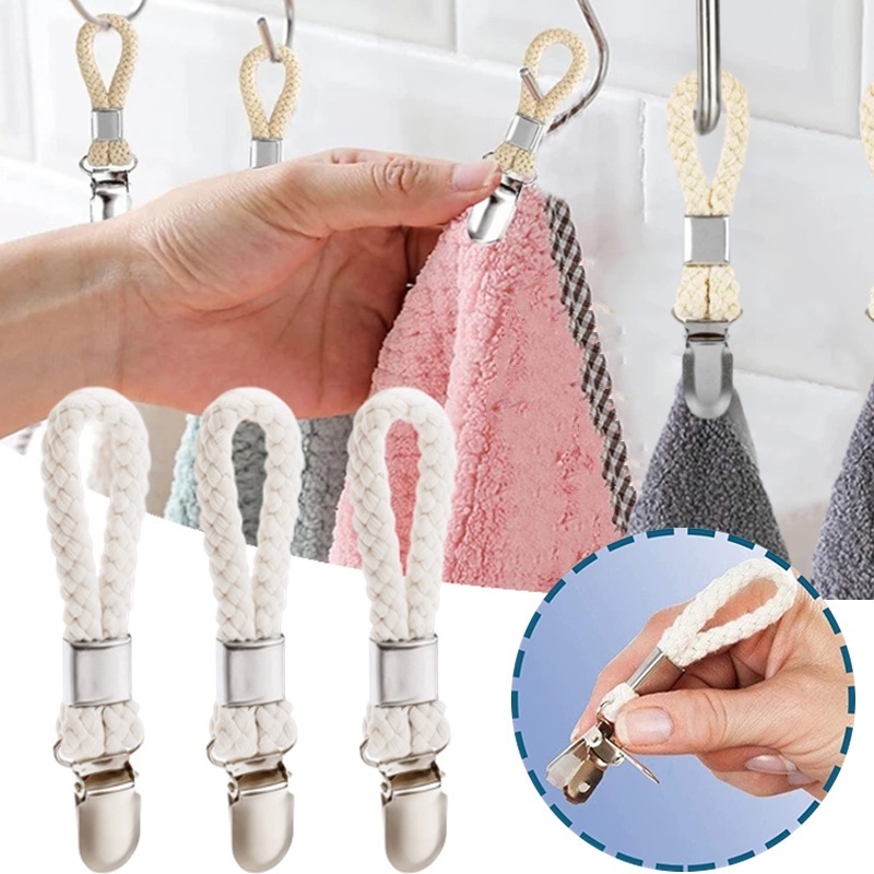 Bộ 4 / 6 Móc Treo Khăn Tắm / Quần Áo Gắn Tường Bằng Dây Cotton Đa Năng Tiện Dụng Cho Nhà Bếp / Phòng Tắm