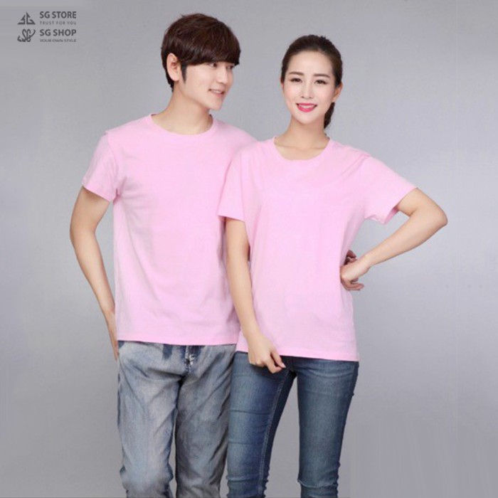 Áo thun trơn hồng phấn phông unisex nam nữ thun cotton mềm mịn cổ tròn tay ngắn giá rẻ ATTHP | SG