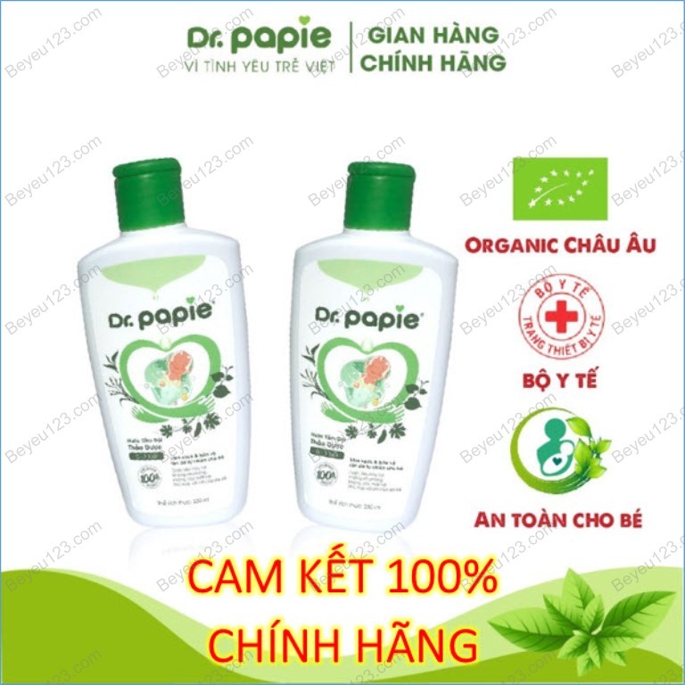 Combo 2 Chai Nước Tắm gội Thảo Dược DR PAPIE Cho Bé (230ml / Chai) - Giúp Ngăn Ngừa Và Giảm Các Vấn Đề Về Da - DR.PAPIE
