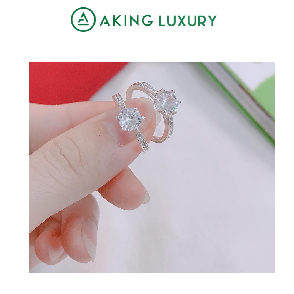 Nhẫn nữ AKING LUXURY AK06 cao cấp, Nhẫn Bạc Nữ đính đá nhiều màu. Nhẫn nữ mới nhất 2021