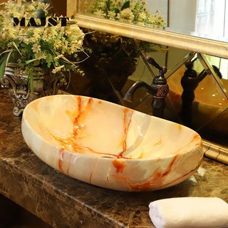 Chậu sứ đặt bàn vân đá, chậu sứ nghệ thuật vân đá, lavabo vân đá MAJST L073