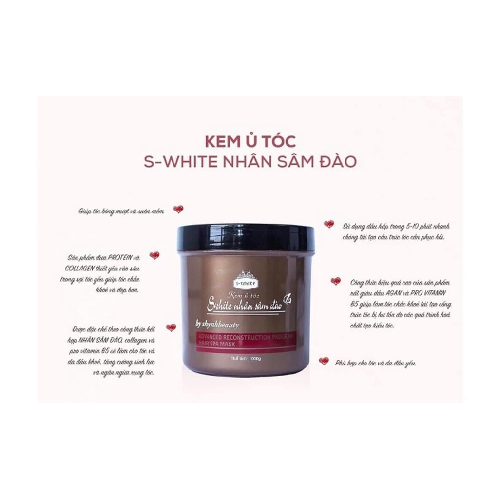 [ Hàng chính hãng ] Kem Ủ Tóc nhâm sâm Đào SWHITE hộp 500g