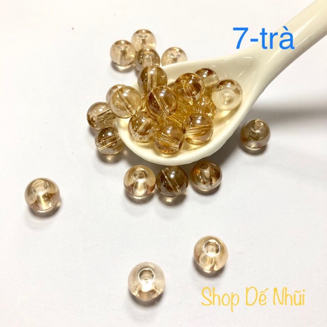 50 Hạt Thuỷ Tinh Tròn Tinh Khiết 8mm [Nhóm màu trong, nhám, đục]