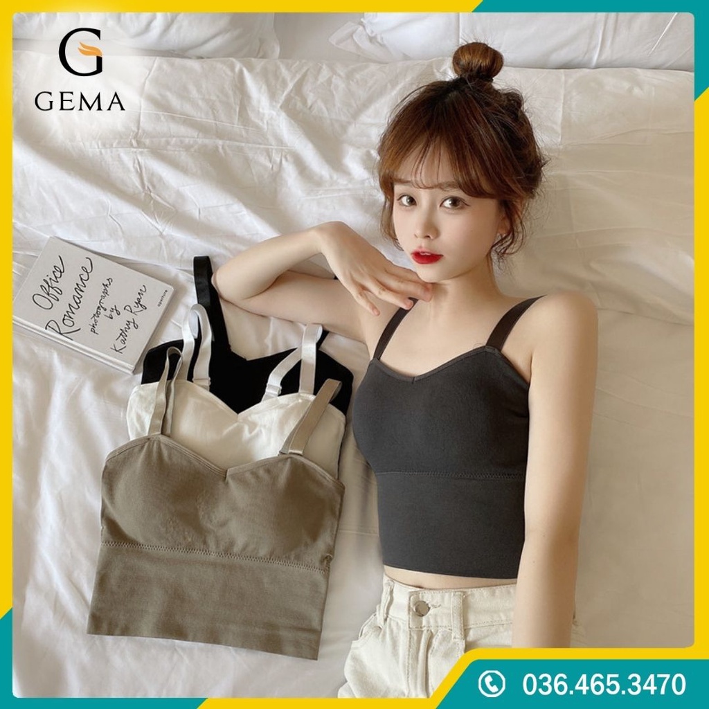 Áo bra nữ 2 dây bản to dáng dài cup tròn có lót nâng ngực BR828