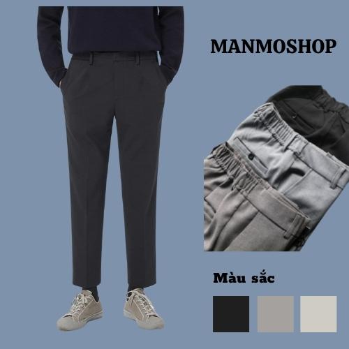 Quần âu nam Hàn Quốc cạp chun dáng baggy ống suông rộng chất vải co giãn Manmoshop - Hàng mới về