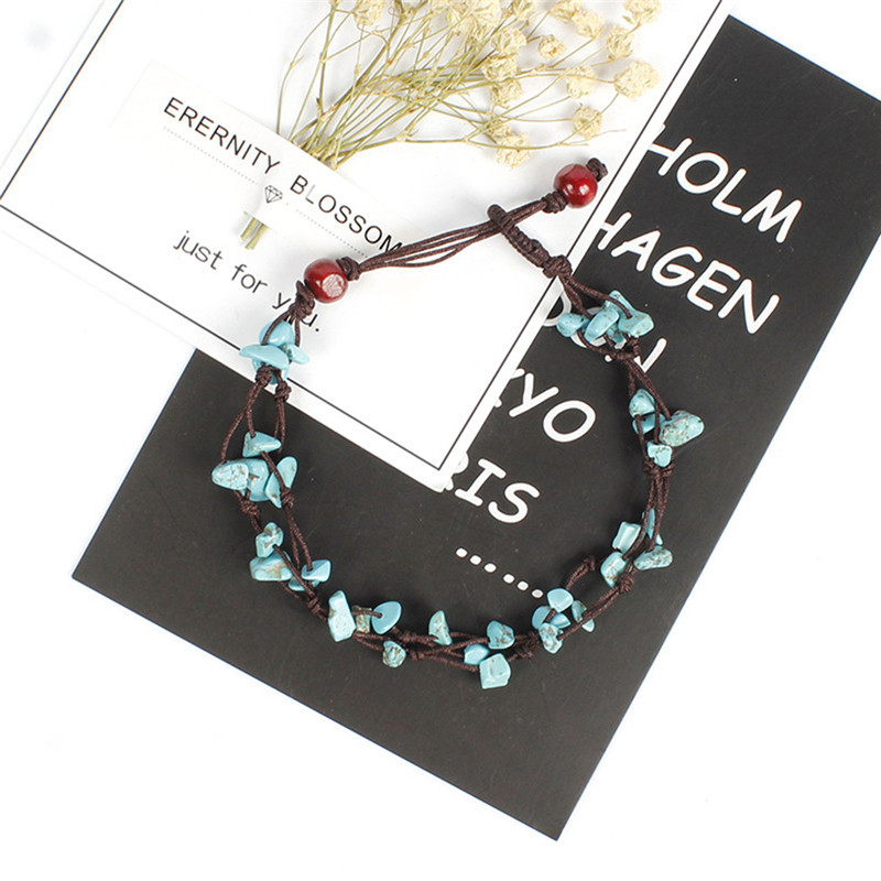 Lắc Chân Đính Hạt Ngọc Lam Phong Cách Boho