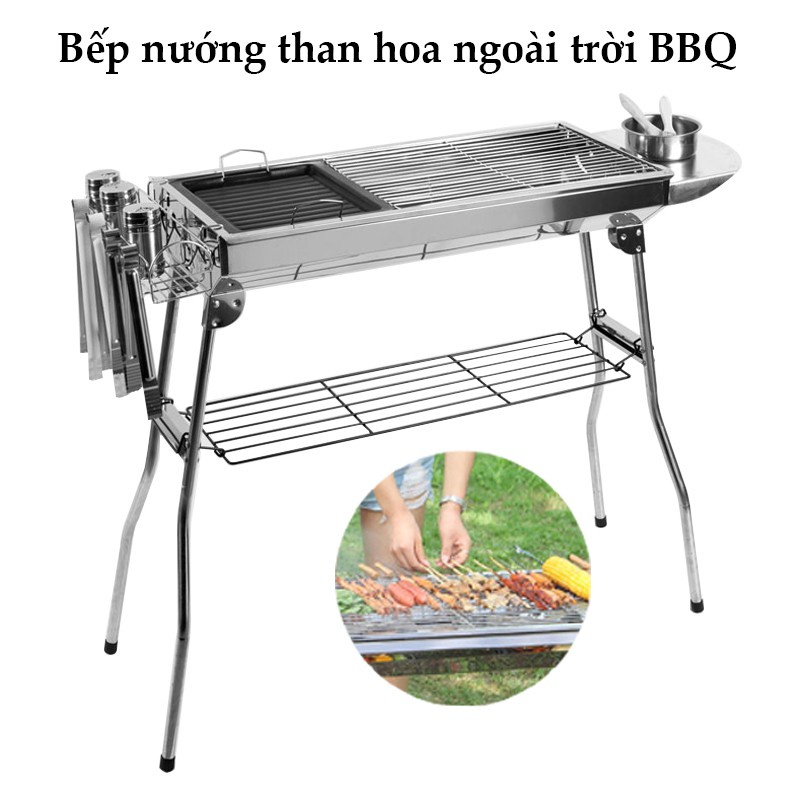 Bếp nướng than hoa không khói tặng kèm vỉ nướng khay nướng chống dính bếp nướng ngoài trời