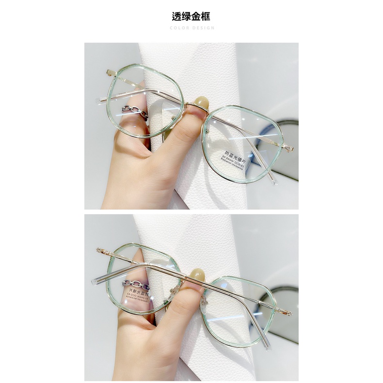 Mắt kính gọng tròn kim loại chống ánh sáng xanh thời trang cho nam nữ