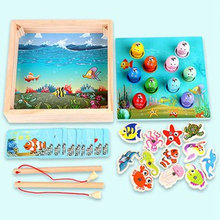 Bộ đồ chơi câu cá gỗ nam châm 3D cho trẻ em