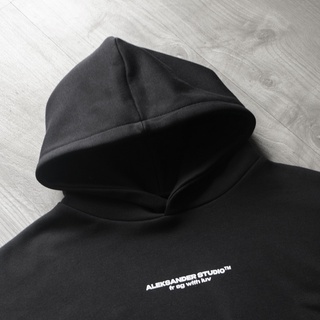 ÁO HODDIE BASIC UNISEX MÀU ĐEN FORM BOXY | ALEKSTUDIO