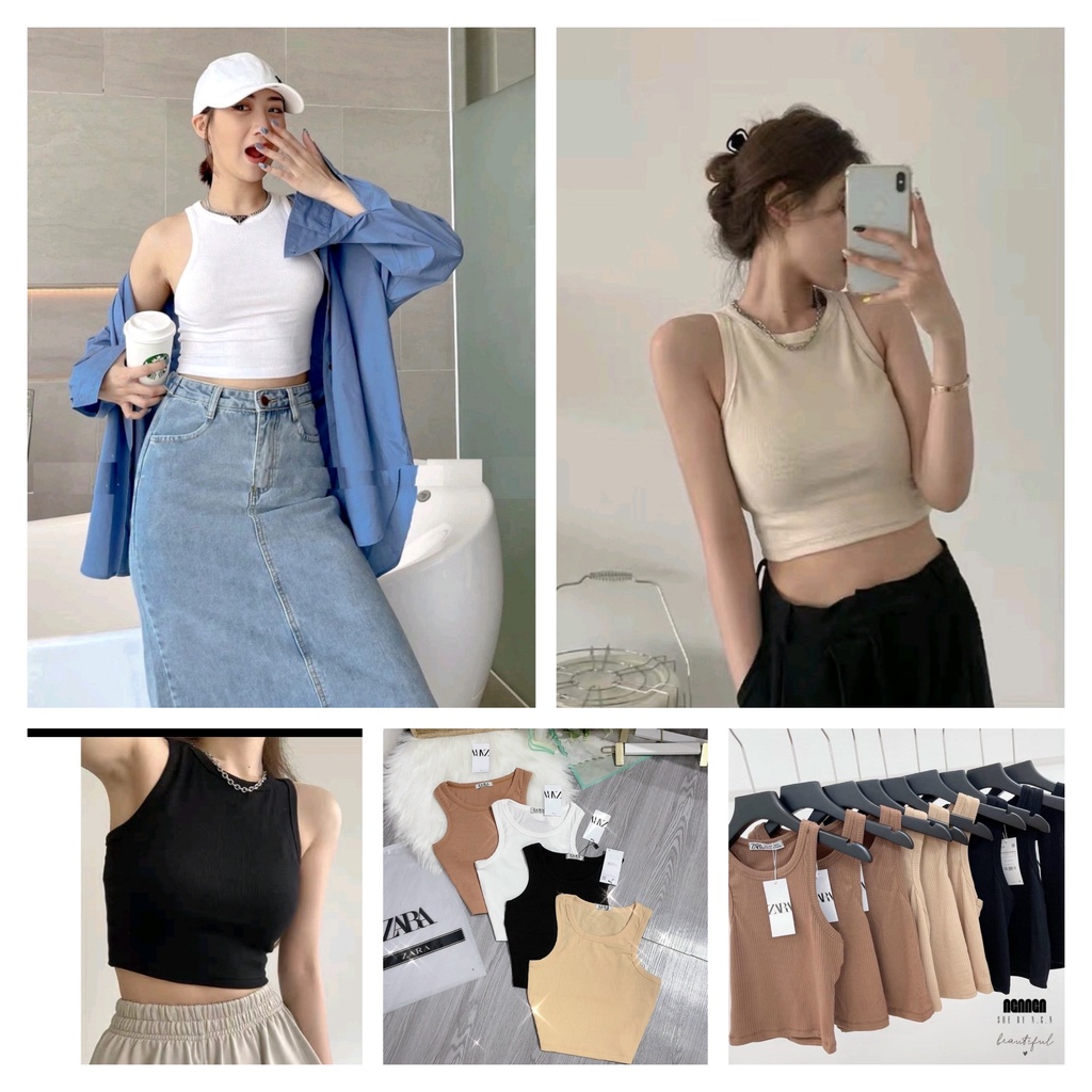 Áo croptop ba lỗ thun tăm 4 màu dáng croptop nữ - Phông trơn body dáng ôm co dãn cá tính ulzzang
